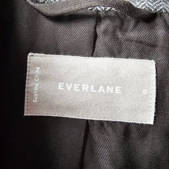 Everlane The Oversized Blazer Wool Gray Herringbone Boyfriend Fit Classic Sz 0 - Picture 9 of 16
